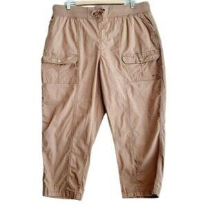 MYSTYLE | Casual Cropped Pull-on  Pants Tan Sz XL